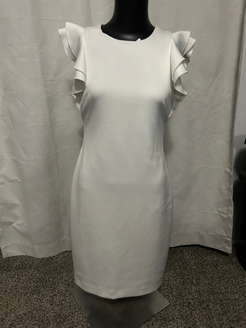 Tommy Hilfiger White Ruffle Sleeve Midi Dress